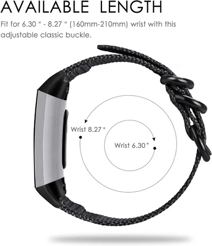 Vista 5 de Fintie Bandas compatibles con Fitbit Charge 4 3 3SE, correa de repuesto de nailon suave (negro)