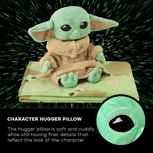 Vista 8 de The Mandalorian, The Child Character Juego de almohada y manta de forro polar, 40 "x 50