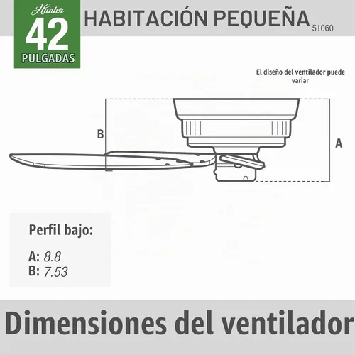 Vista 4 de Hunter 51060 Ventilador de techo de 42 pulgadas IV de bajo perfil, estaño antiguo