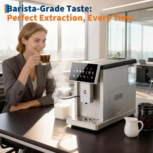 Vista 4 de Cafetera espresso de 3ª generación con espumador de leche, cafetera y molinillo extraíbles, grosor y sabor ajustables, control de volumen de café