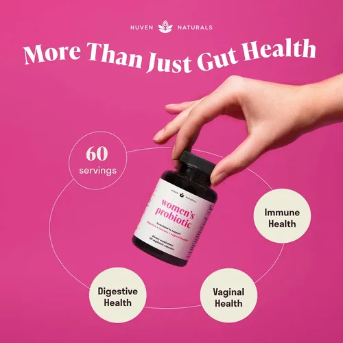 Vista 6 de Probiótico 3 en 1 para mujer, 60 porciones, 12 cepas únicas, prebióticos, D-manosa y arándano para la salud digestiva, salud vaginal y apoyo