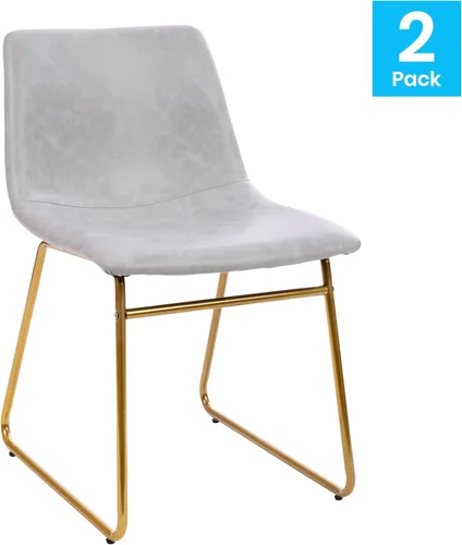 Vista 4 de Flash Furniture Butler LeatherSoft - Juego de 2 sillas de altura para mesa de comedor de 18 pulgadas, estilo moderno de mediados de siglo