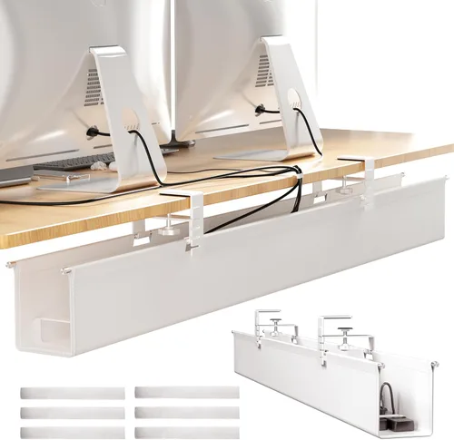 Vista 10 de Cinati - Bandeja grande de organización de cables para debajo del escritorio, organizador de cables para debajo del escritorio, sin taladros, Negro