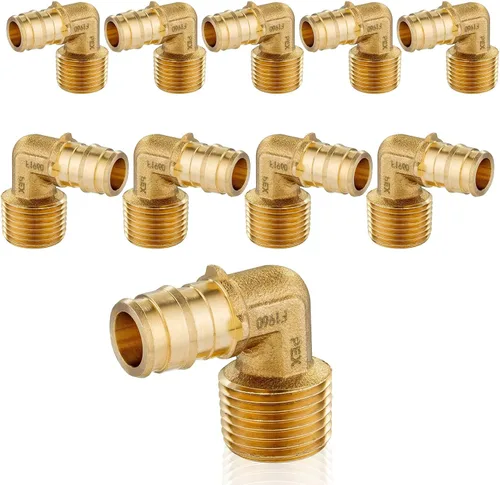 Vista 11 de Paquete de 5 codos NPT macho Seelink de 1/2" PEX-A de expansión x 1/2" Accesorios de expansión PEX-A de latón, para accesorios de tubería