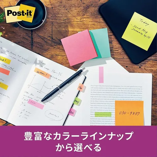 Vista 8 de Post-it 630-5SSAN Notas adhesivas, adhesivo fuerte, rayado, color neón, 3.0 x 3.0 pulgadas (2.953 x 2.953 in), 90 hojas x 5 libros