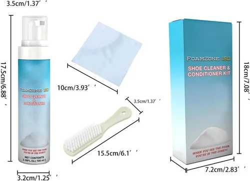 Vista 2 de Limpiador de zapatos limpiador de zapatos kit acondicionador espuma delicada y rica fácil de operar efecto significativo, Azul claro