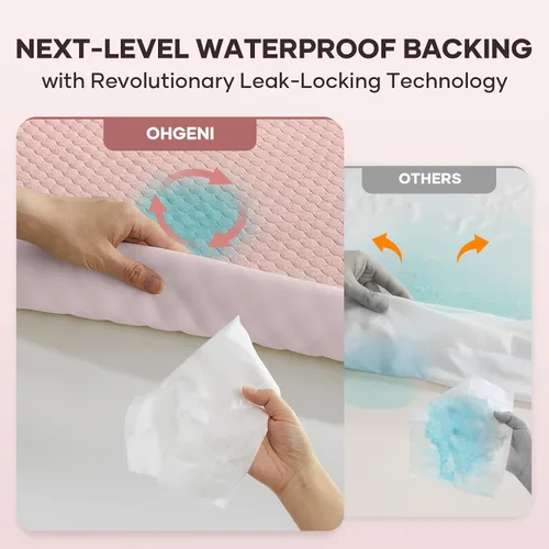 Vista 3 de OhGeni - Protector de colchón 100 % impermeable, almohadilla suave, sábanas bajeras transpirables y refrescantes, funda de cama lavable con 99 5