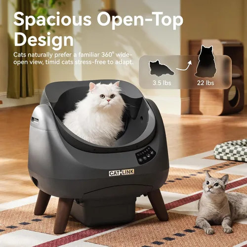 Vista 7 de CATLINK Caja de arena para gatos de autolimpieza Open-X, 5G y 2.4G WiFi Gris