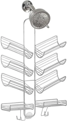 Vista 7 de iDesign Verona - Organizador de baño colgante de metal para manguera de ducha de mano, espacio adicional para champú, acondicionador, jabón, Bronce