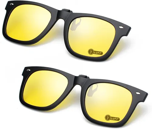 Vista 11 de LUFF Polarized/Night Vision Clip on Sunglasses/Myopia Glasses for Driving Black-Yellow