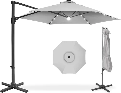 Vista 25 de Best Choice Products Sombrilla de Patio de Mercado Colgante Descentrada con LED Solar de 10 pies para Patio Trasero, Junto a la Piscina, Césped