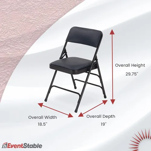 Vista 3 de EventStable TitanPRO - Silla plegable de metal azul marino, asiento acolchado de vinilo, silla plegable acolchada, sillas plegables duraderas