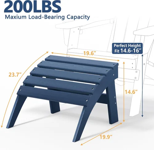 Vista 4 de Folding Adirondack Chair Set of 2 with Cup Holder & Ottoman, HDPE All Weather Resistant Plastic Outdoor Patio Chairs, Heavy Duty Fire Pit Seating
