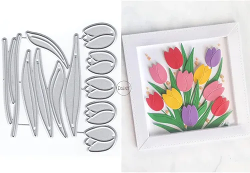 Vista 9 de DzIxY Troqueles de corte de metal de hoja de pétalos para hacer tarjetas, kit de papel de gofrado, troquelados, plantillas de máquina de álbumes
