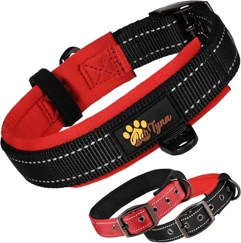 Vista 8 de Collares para perros pequeños, acolchados, ultra cómodos, de neopreno suave, reflectante, resistente, collar pequeño negro