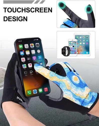 Vista 8 de INBIKE Guantes de ciclismo para hombres y mujeres, guantes de bicicleta transpirables con dedos completos, antideslizantes, pantalla táctil