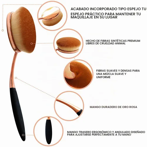 Vista 3 de Yoseng - Brocha ovalada para maquillaje, cepillo de base grande, cepillos de maquillaje, aplicación rápida y sin defectos de base líquida, crema