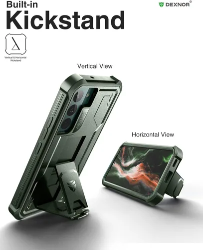 Vista 4 de Dexnor Funda para Samsung Galaxy S22 Plus, [Protector de Pantalla Integrado y Soporte] Protección de Grado Militar de Servicio Pesado a Prueba