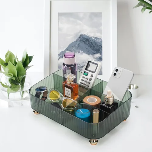 Vista 3 de CESTATIVO Bandeja organizadora de maquillaje, organizador de mostrador de baño, bandeja de tocador, organizador de encimera para cosméticos, cuidado