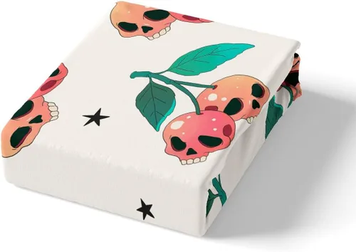 Vista 5 de Manfei Juego de funda de edredón de calavera de cerezo, tamaño matrimonial, funda de edredón con 2 fundas de almohada, juego de ropa de cama bohemio
