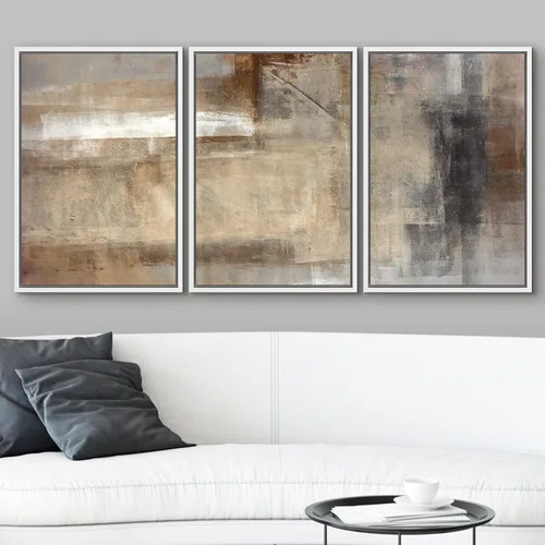 Vista 84 de wall26 Lienzo enmarcado para pared, juego de arte de acuarela pastel, paisaje rural, ilustraciones con formas abstractas, arte moderno, decorativo