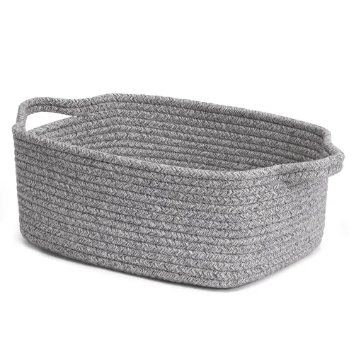 Vista 8 de CHICVITA Cesta de almacenamiento para regalos, bonitas cestas de cuerda de algodón para guardería, pequeña cesta de regalo con asas, cestas tejidas