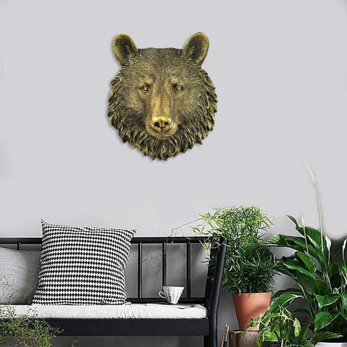 Vista 2 de MagiDeal Taxidermia grande de cabeza de animales falsos montada en la pared, decoración rústica de granja, decoración de pared, oso