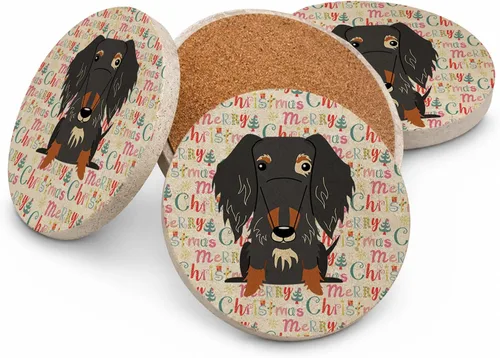 Vista 169 de Abyssinian Sand Terrier Merry Christmas - Posavasos grandes de piedra arenisca (4 unidades)