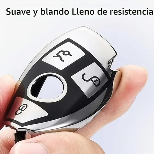 Vista 3 de Creativity Funda para llave de Mercedes Benz. Hermosa funda de TPU compatible con CLS CLK AMG ML C CL E S SL SLK G GLC GLE GLS M R Smart Remote Key