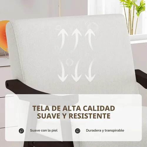 Vista 6 de COMHOMA Silla decorativa, silla moderna de mediados de siglo con reposabrazos de madera maciza, cómodo sillón tapizado de lectura para sala