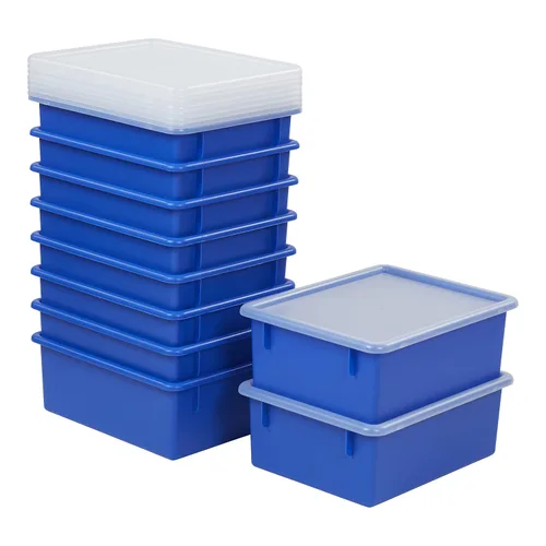 Vista 14 de ECR4Kids Bandeja profunda tamaño carta con tapa, contenedor de almacenamiento, surtido, 10 piezas