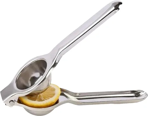 Vista 2 de Exprimidor manual de limón de acero inoxidable, prensa de cítricos de mano, exprimidor de frutas resistente para uso en naranja lima y cocina