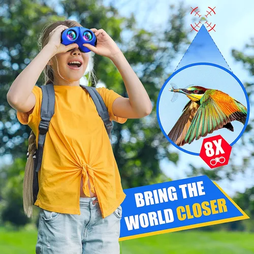 Vista 3 de LET'S GO! Binoculares para niños, prismáticos compactos de alta resolución a prueba de golpes