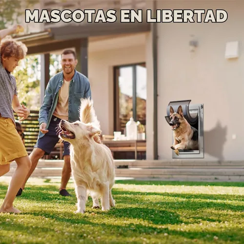 Vista 7 de Puerta de perro grande aislada con 3 solapas para pared, mascotas