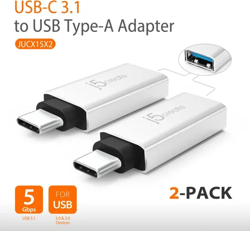 Vista 6 de j5create Adaptador USB tipo A a VGA + adaptador USB C a USB tipo A (JUA214 + JUCX15X2)