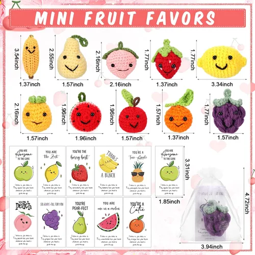 Vista 2 de Shappy - 10 juegos inspiradores de vuelta a la escuela, frutas positivas, divertidas, de lana, de punto, frutas bailarinas, mini regalo