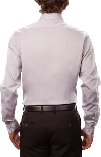 Vista 2 de Calvin Klein Camisa de vestir para hombre, ajuste delgado, sin planchar, espiga francesa
