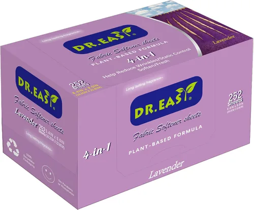 Vista 13 de DR.EASY - Hojas de secado a base de plantas, fórmula de 252 unidades, azul océano, hojas suavizantes para lavandería, sin perfume, sin colorantes