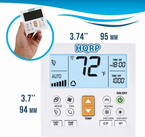Vista 4 de HQRP Mando a distancia universal para aire acondicionado: Ventana AC, Split AC, Mini Split AC etc. Compatible con Gree Midea Fujitsu Mitsubishi Lg