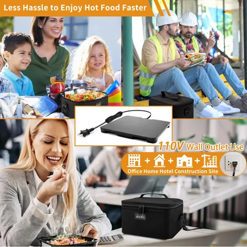 Vista 2 de Aotto Caja de Almuerzo Eléctrica Portátil con Horno - Calentador de Alimentos de 80W, Lonchera Calentada para Adultos, Trabajo, Viaje, Cocina
