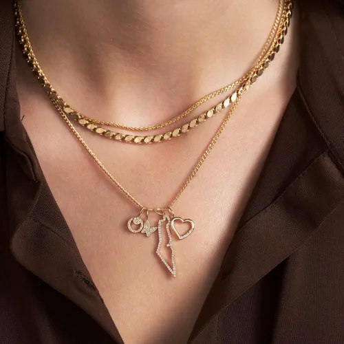 Vista 2 de Gelin Colgante de mariposa de oro macizo de 14 quilates con diamantes para mujer