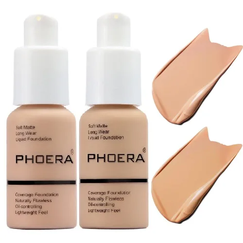 Vista 10 de PHOERA - Base de maquillaje líquida mate suave con control de aceite, cobertura total para el rostro. (101# Porcelana)