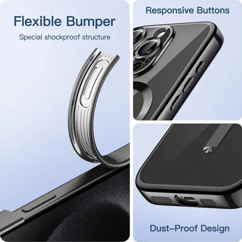 Vista 6 de JETech Funda magnética para iPhone 15 Pro de 6.1 pulgadas, protección completa de lente de cámara, compatible con carga inalámbrica MagSafe, funda