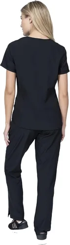 Vista 4 de Scrubs for Women Set 8 Pocket 4-Way Stretch Mock Wrap & Cargo Pant for Nurses Veterinarian Dentist Elements Select ES2976
