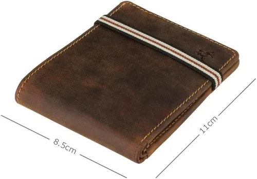 Vista 3 de Visconti Segesta - Cartera delgada con cierre elástico bi plegable (piel auténtica), tarjetero RFID (bronceado), Beige Bronceado, Cartera plegable