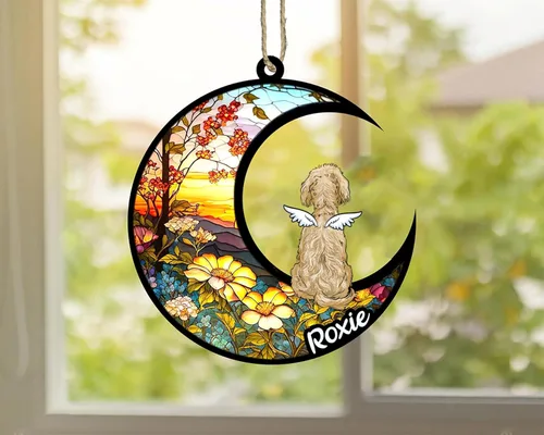 Vista 845 de LOVELYPOD Adorno de Navidad personalizado para perro Basset Hound (marrón) Basset Hound (marrón) adorno para atrapasoles de perro, razas de perros