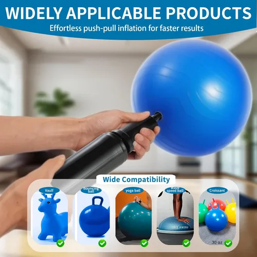 Vista 5 de Bomba de bola de ejercicio compatible con Bosu Balance Trainer, bomba de aire de mano para pelota de ejercicio, bomba de mano portátil