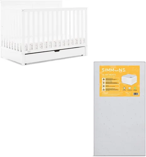 Vista 15 de Simmons Kids Logan - Cuna convertible 6 en 1 con cajón inferior, certificado Greenguard Gold, castaño