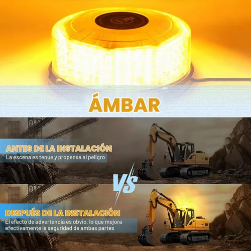 Vista 8 de 1 pieza luz de baliza ámbar, 96 luces LED magnéticas de baliza estroboscópica intermitente de seguridad, precaución, advertencia y emergencia