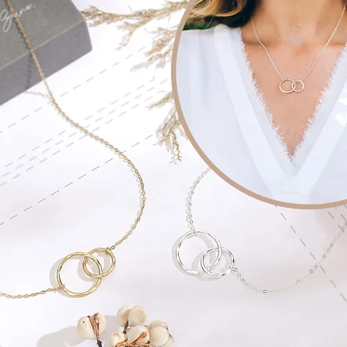 Vista 2 de HOPE LOVE SHINE Thank You Necklace for Baby Shower Host - Sterling Silver Interlocking Rings - Appreciation Gift for Hostess